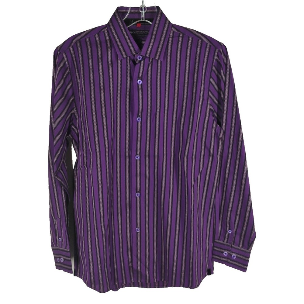 Luchiano Visconti Mens 16 SMALL/MEDIUM Purple‎ Button Up Dress Shirt